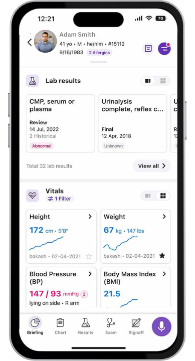 HMS Central - Resultados de laboratorio