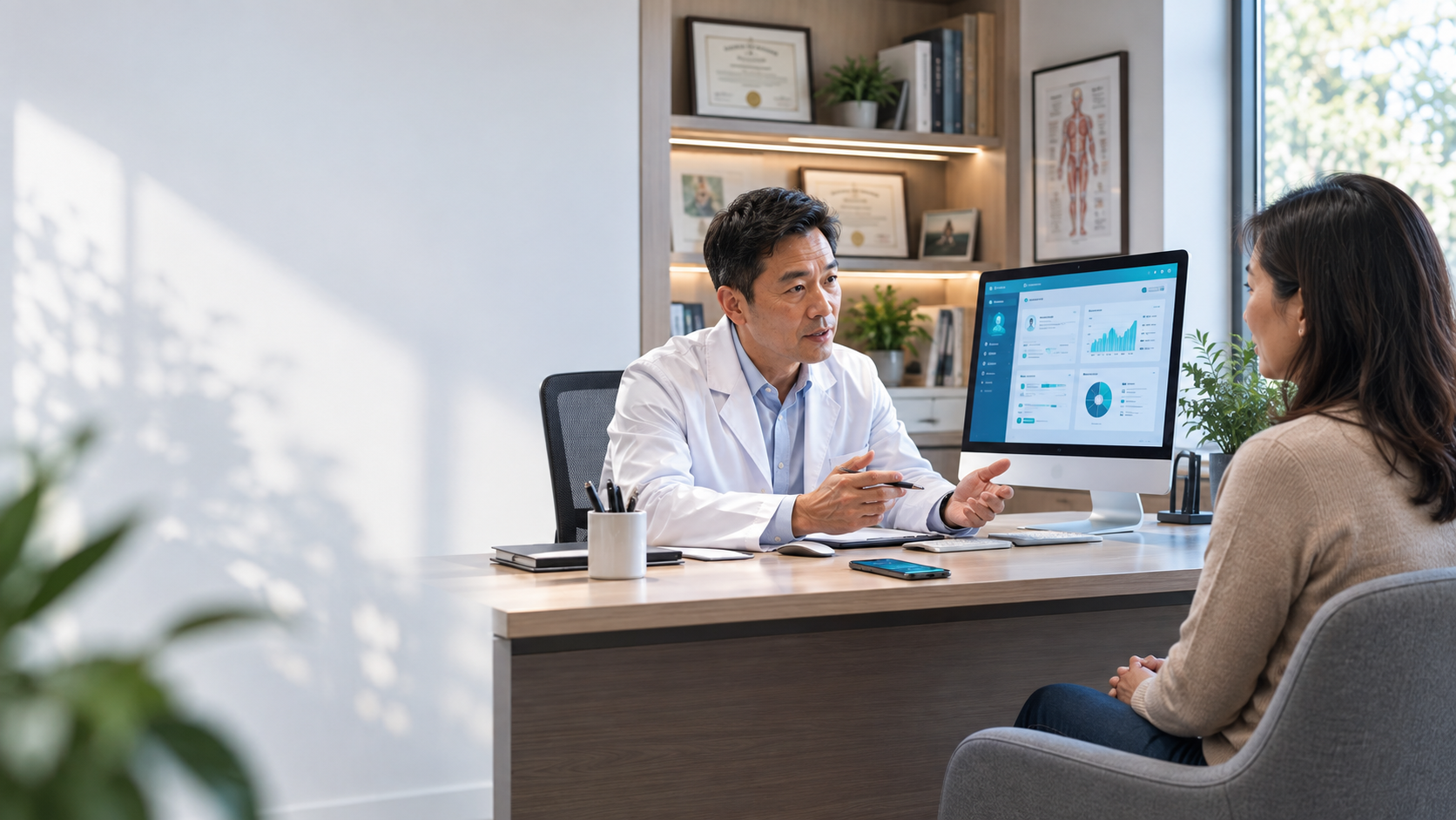 In-person medical consultation with doctor and patient using HMS Central